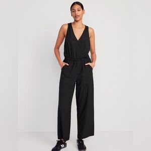 Waist-Defined StretchTech Water-Repellent Jumpsuit Black